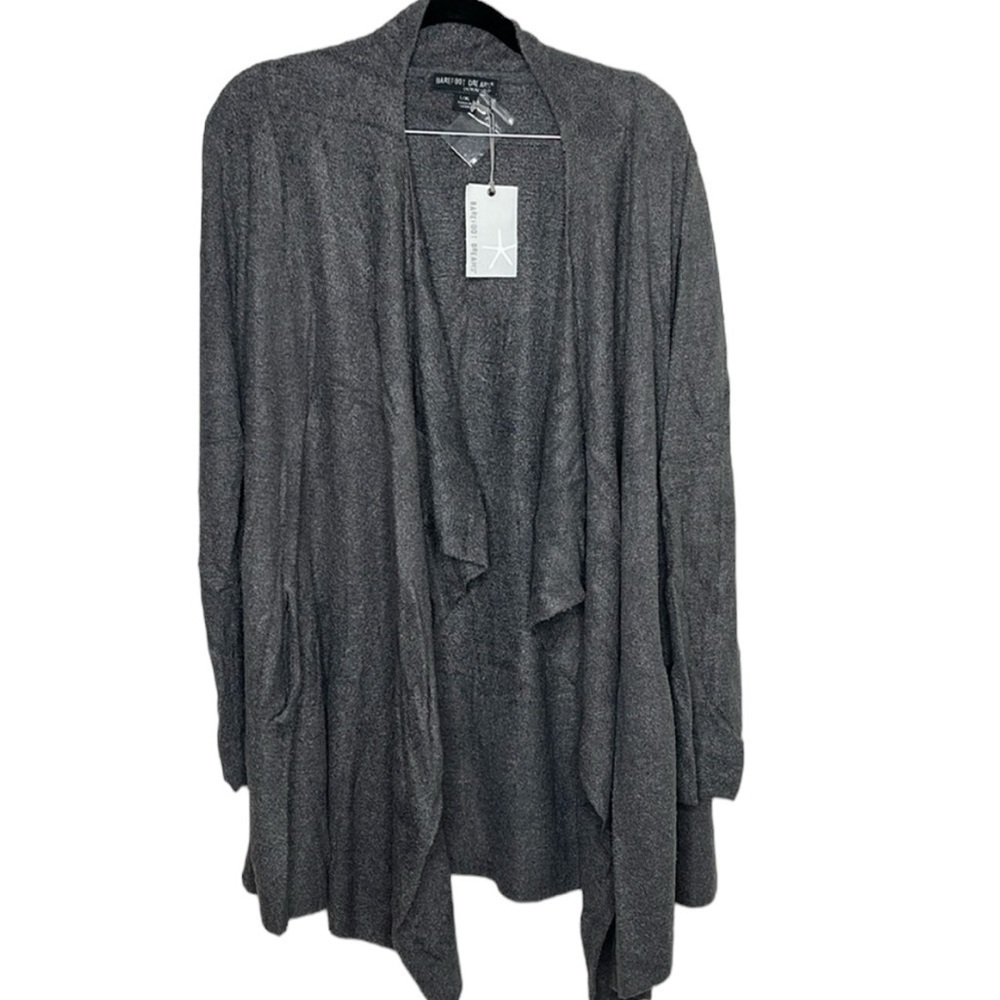 NWT Barefoot Dream Cozy Chic Ultra Lite Hi/Lo Graphite Cardi Women's Size L/XL